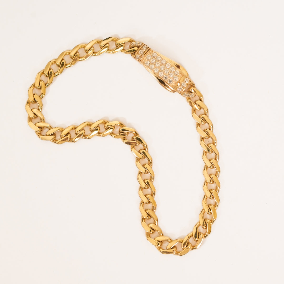Zircoin Lock Cuban Bracelet