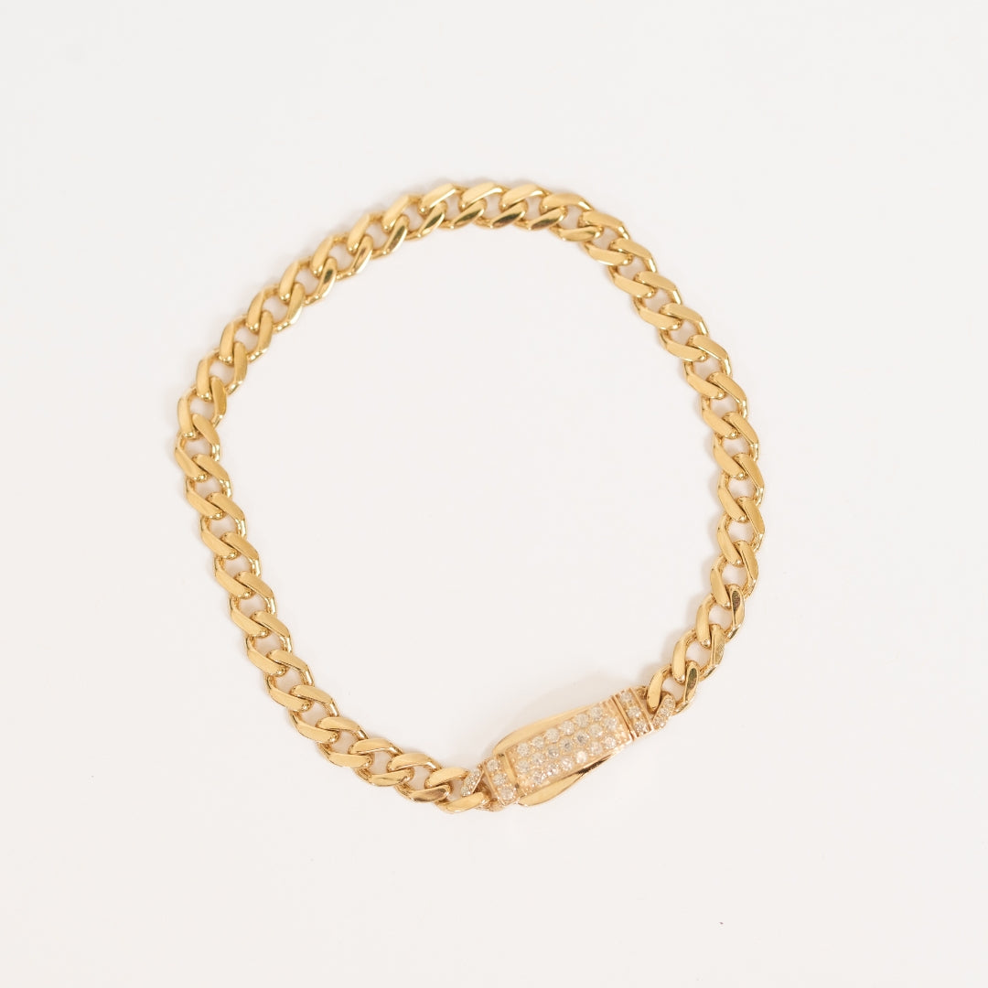 Zircoin Lock Cuban Bracelet
