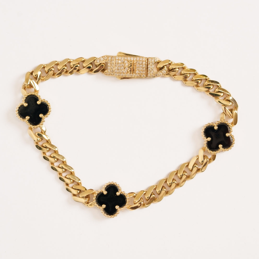 Zircoin Clover Leaf Cuban Bracelet
