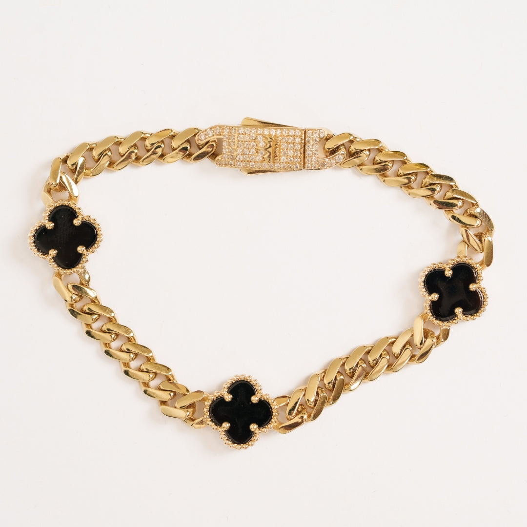 Zircoin Clover Leaf Cuban Bracelet