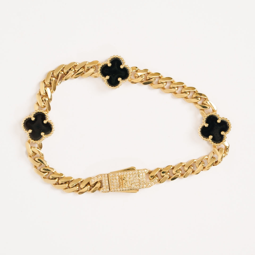 Zircoin Clover Leaf Cuban Bracelet