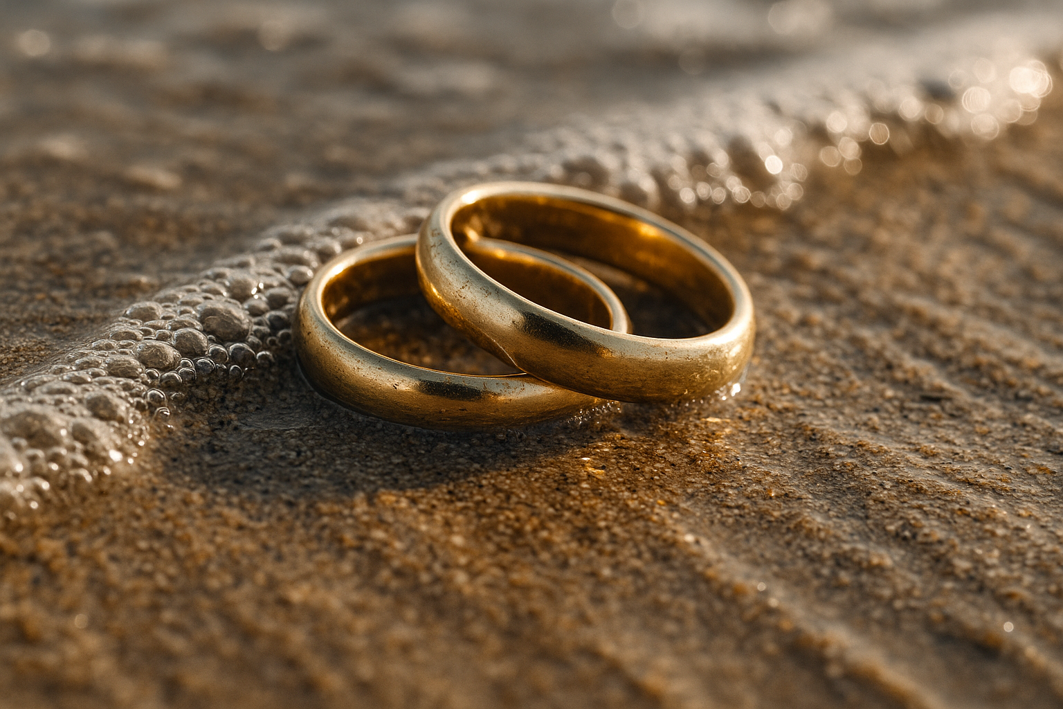 Alt" Close-up of 14k gold rings—solitaire, band, and signet—on a neutral background, Tahi Jewelry.