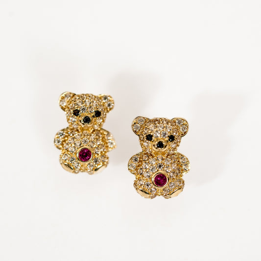 Diamond Teddy Bear Earrings