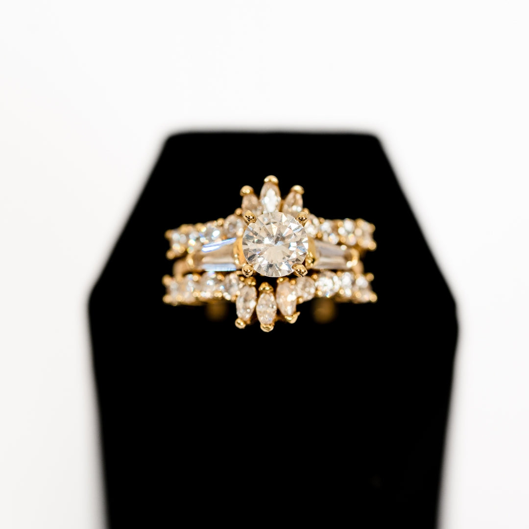 Zircoin Double Row Round Solitaire Engagement Ring