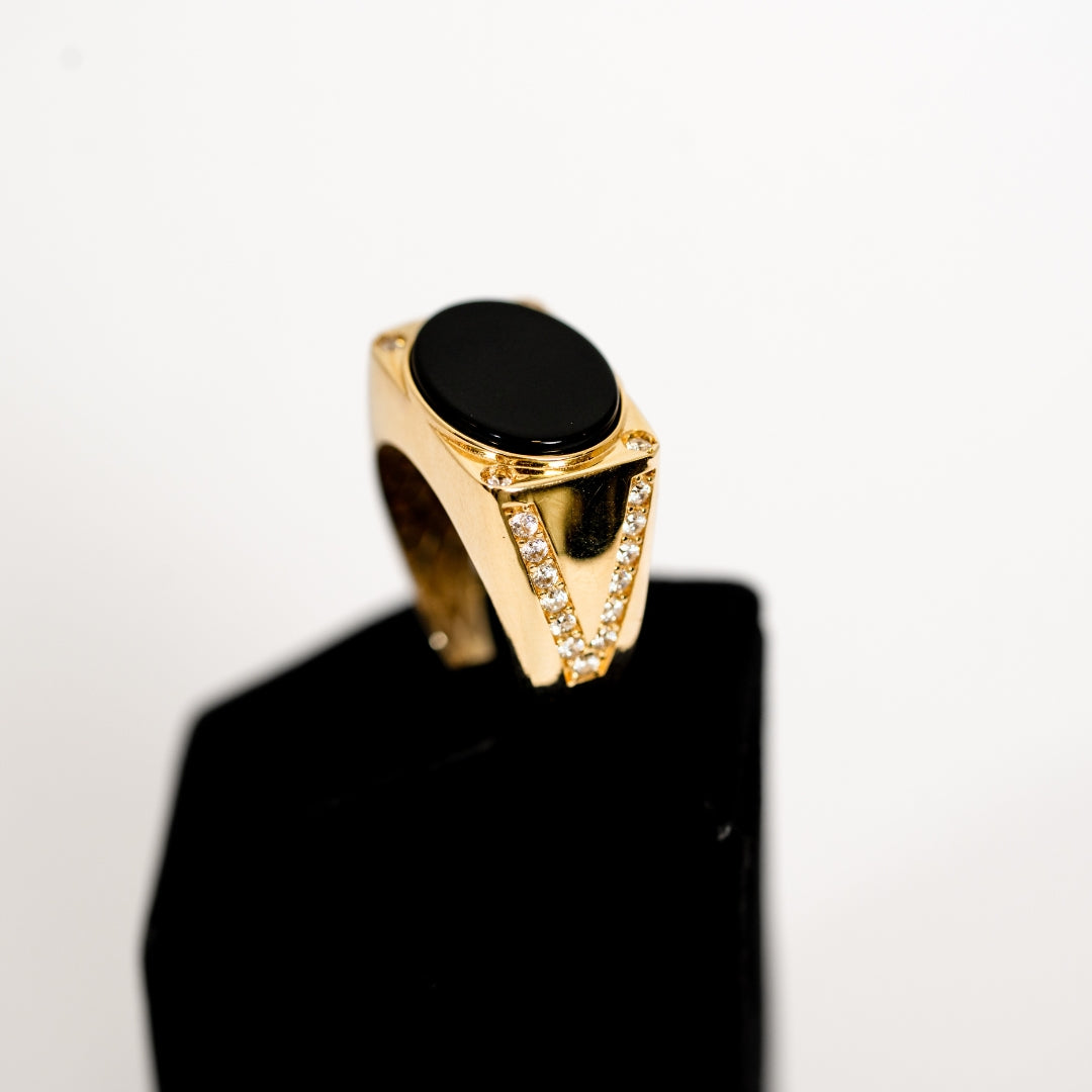 Centered Onyx Stone Gold Ring