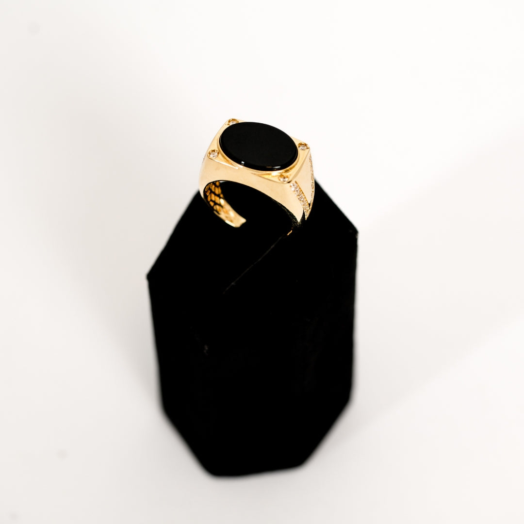 Centered Onyx Stone Gold Ring