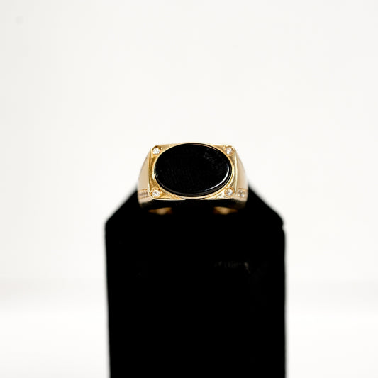 Centered Onyx Stone Gold Ring