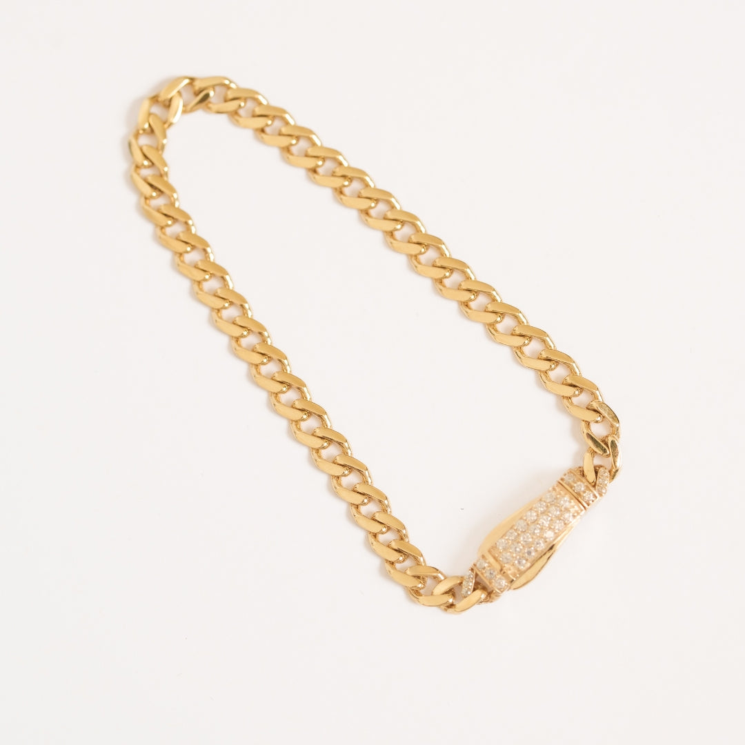 Zircoin Lock Cuban Bracelet