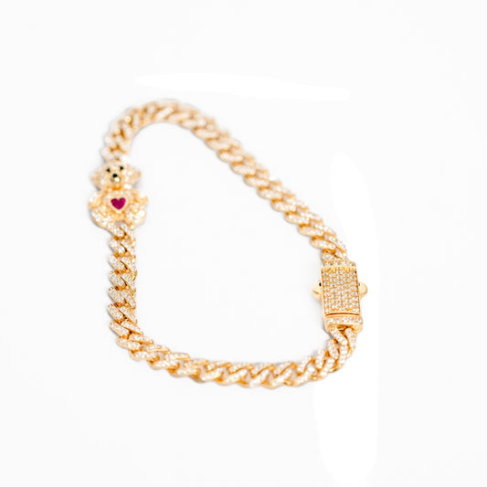 Iced Out Zircoin Teddy Bear Cuban Bracelet